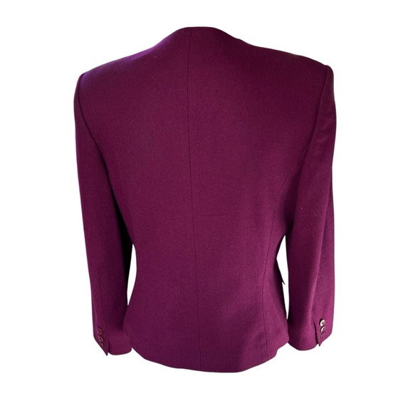 VTG breckenridge wool blazer eggplant purple women size 4 jacket hidden buttons - Picture 2 of 4